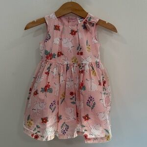Carter’s Bunny Girl Dress Pastel Pink Tulle-Lined Flowers Infant Baby Size 6 Mo